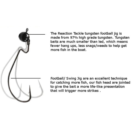Reaction Tackle Tungsten Football/Swing Jig Heads - 3 - Pack - Get Tight Gear