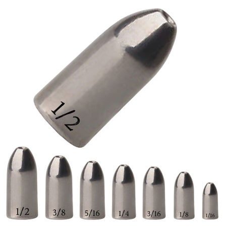 Reaction Tackle Tungsten Worm Weights / Bullet Shaped Sinkers - Get Tight Gear