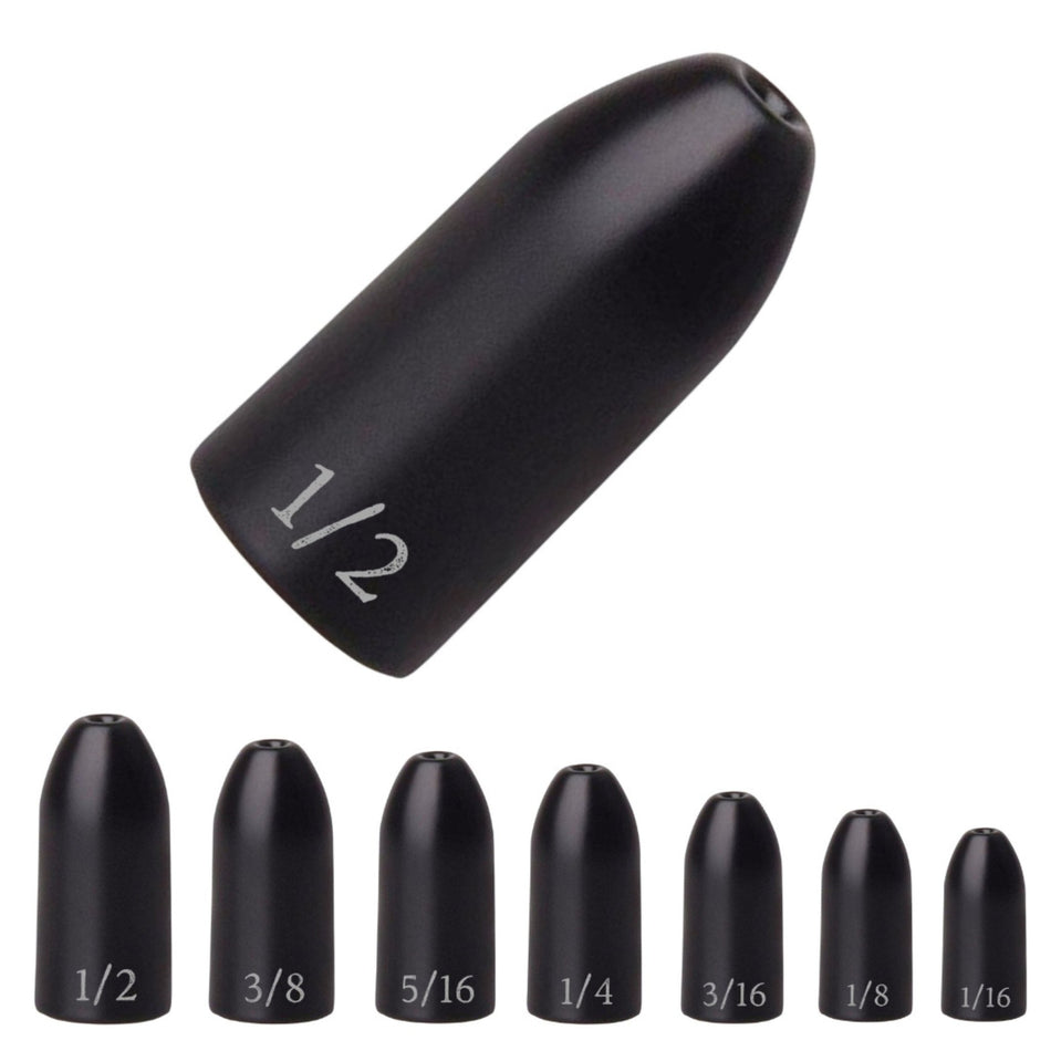 Reaction Tackle Tungsten Worm Weights / Bullet Shaped Sinkers - Get Tight Gear