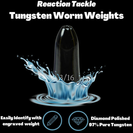 Reaction Tackle Tungsten Worm Weights / Bullet Shaped Sinkers - Get Tight Gear