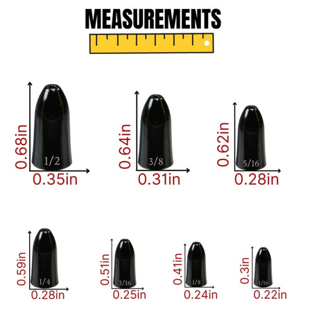 Reaction Tackle Tungsten Worm Weights / Bullet Shaped Sinkers - Get Tight Gear