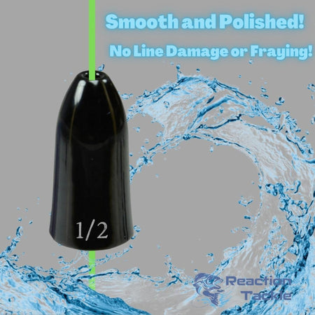 Reaction Tackle Tungsten Worm Weights / Bullet Shaped Sinkers - Get Tight Gear
