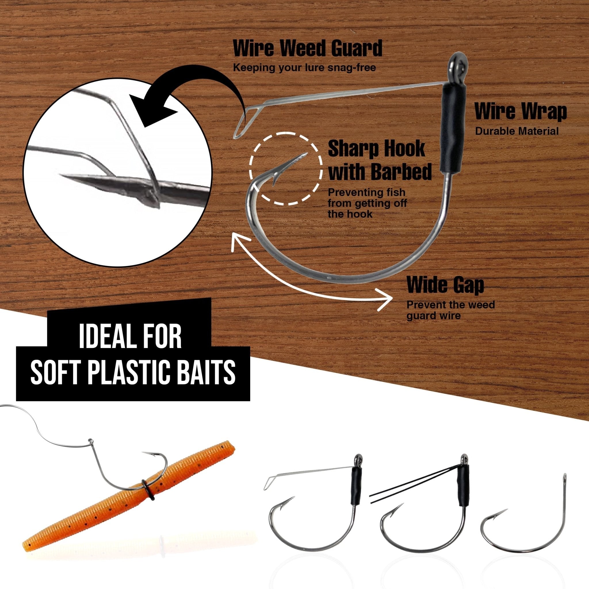 Reaction Tackle Wide Gap Wacky Hooks (25 - PACK) - Get Tight Gear