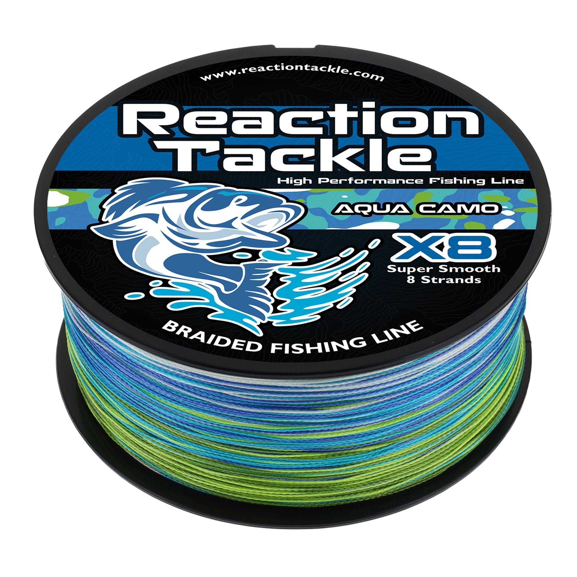 Reaction Tackle X8 Braided Fishing Line - Aqua Camo 8 Strand - Get Tight Gear
