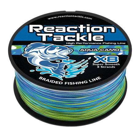 Reaction Tackle X8 Braided Fishing Line - Aqua Camo 8 Strand - Get Tight Gear