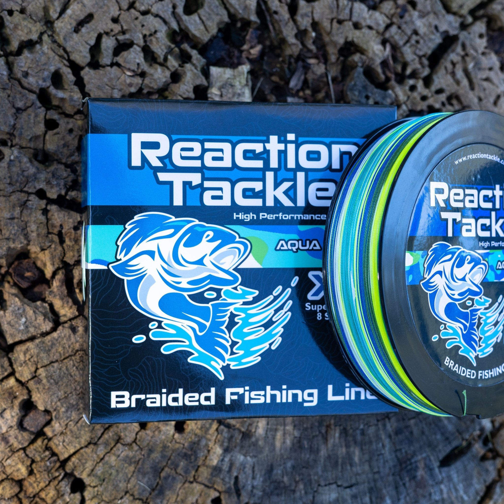 Reaction Tackle X8 Braided Fishing Line - Aqua Camo 8 Strand - Get Tight Gear