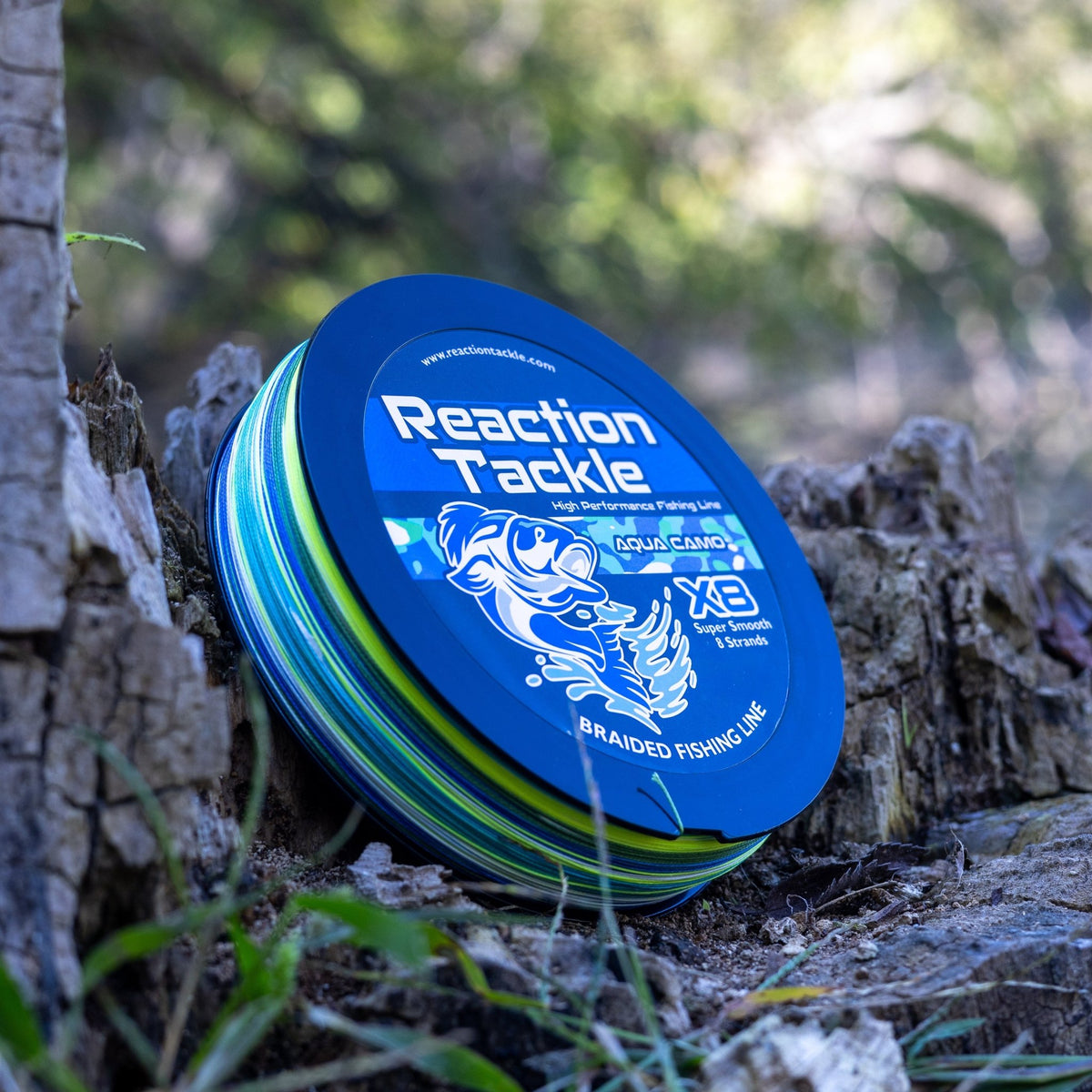 Reaction Tackle X8 Braided Fishing Line - Aqua Camo 8 Strand - Get Tight Gear