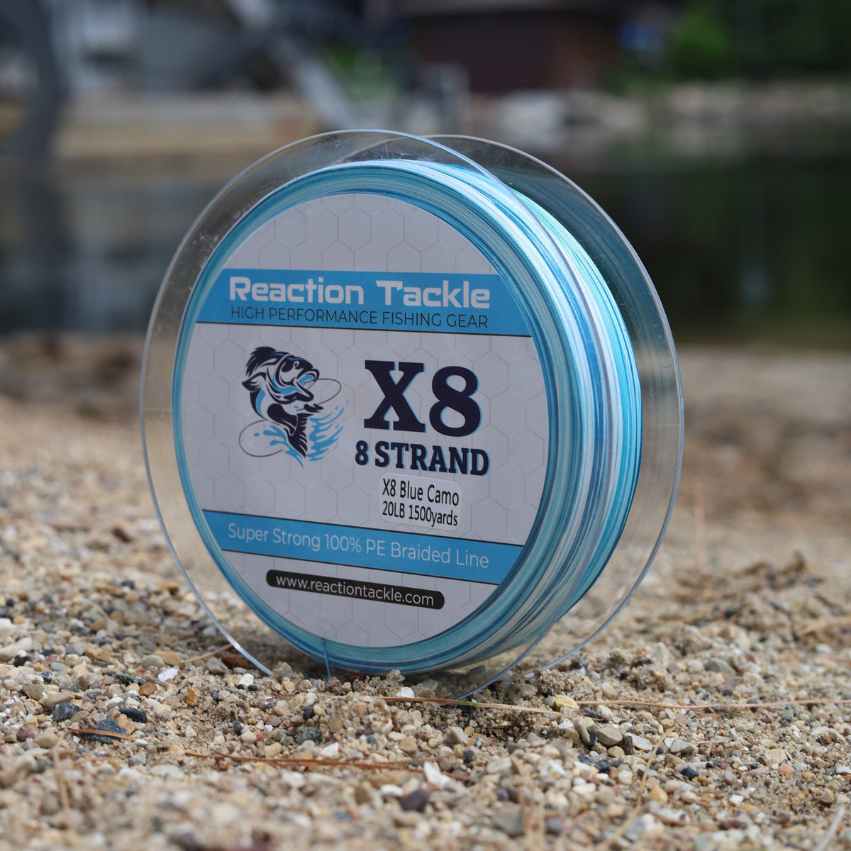 Reaction Tackle X8 Braided Fishing Line - Blue Camo 8 Strand - Get Tight Gear