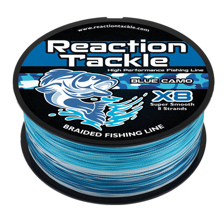 Reaction Tackle X8 Braided Fishing Line - Blue Camo 8 Strand - Get Tight Gear
