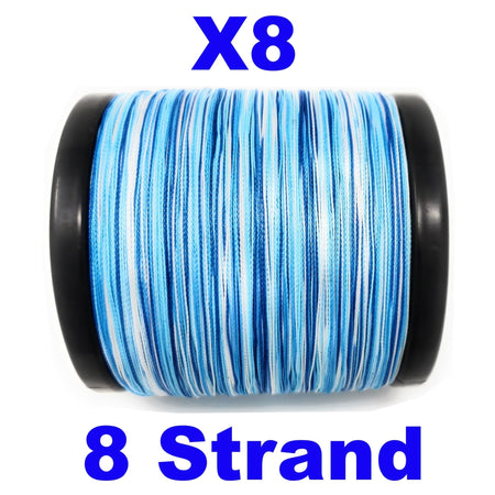 Reaction Tackle X8 Braided Fishing Line - Blue Camo 8 Strand - Get Tight Gear
