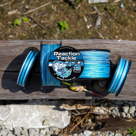 Reaction Tackle X8 Braided Fishing Line - Blue Camo 8 Strand - Get Tight Gear