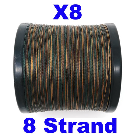Reaction Tackle X8 Braided Fishing Line - Green Camo 8 Strand - Get Tight Gear