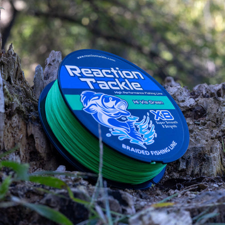 Reaction Tackle X8 Braided Fishing Line - Hi Vis Green 8 Strand - Get Tight Gear