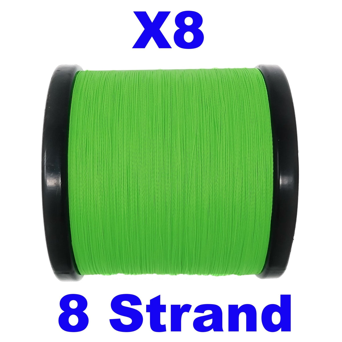 Reaction Tackle X8 Braided Fishing Line - Hi Vis Green 8 Strand - Get Tight Gear