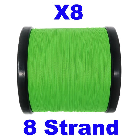 Reaction Tackle X8 Braided Fishing Line - Hi Vis Green 8 Strand - Get Tight Gear