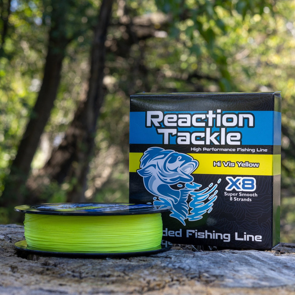 Reaction Tackle X8 Braided Fishing Line - Hi Vis Yellow 8 Strand - Get Tight Gear