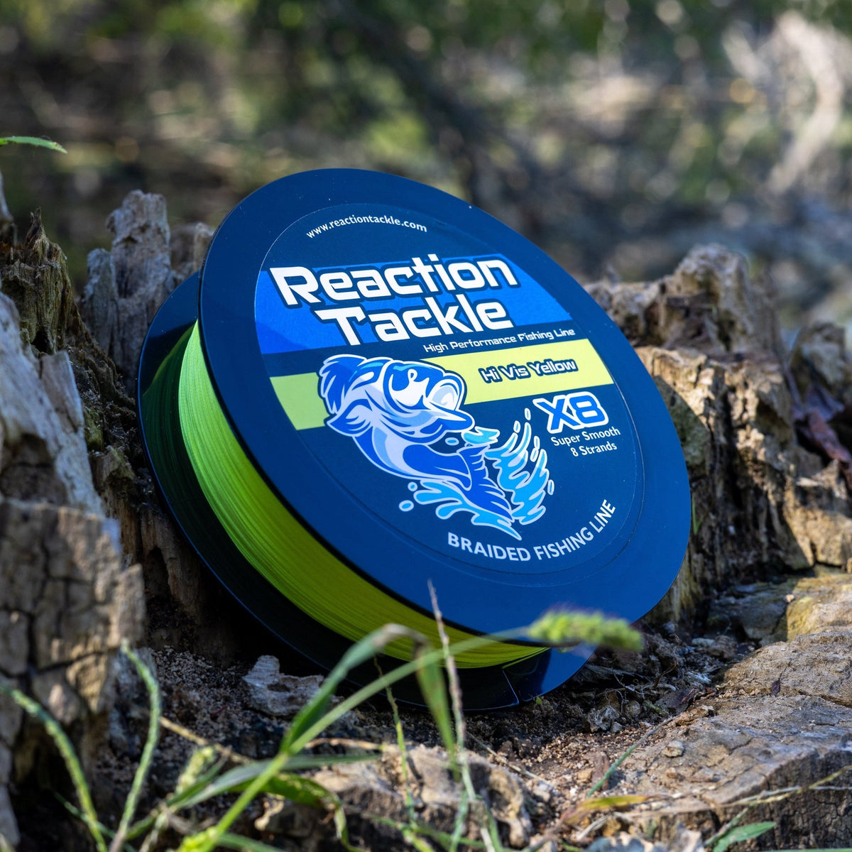 Reaction Tackle X8 Braided Fishing Line - Hi Vis Yellow 8 Strand - Get Tight Gear