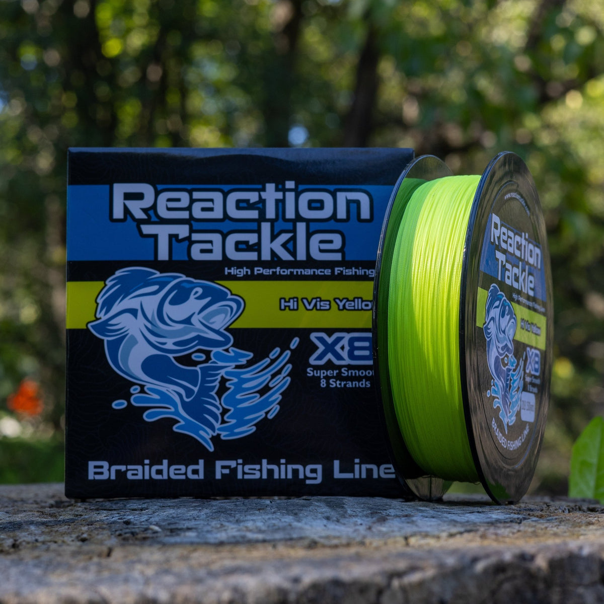 Reaction Tackle X8 Braided Fishing Line - Hi Vis Yellow 8 Strand - Get Tight Gear