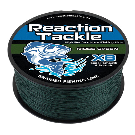 Reaction Tackle X8 Braided Fishing Line - Moss Green 8 Strand - Get Tight Gear
