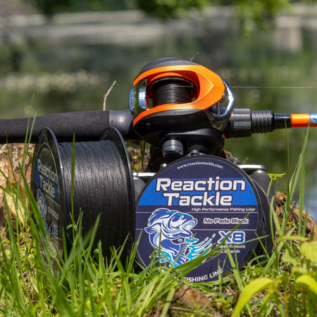Reaction Tackle X8 Braided Fishing Line - NO FADE Black 8 Strand - NEW - Get Tight Gear