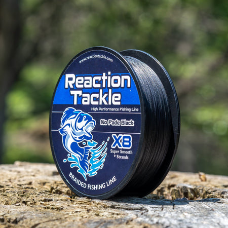 Reaction Tackle X8 Braided Fishing Line - NO FADE Black 8 Strand - NEW - Get Tight Gear