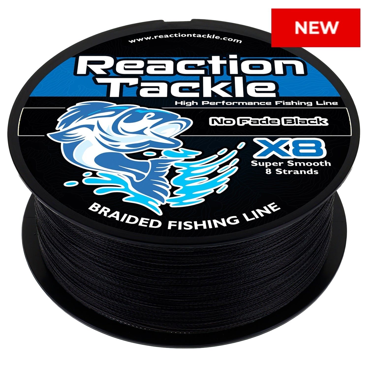 Reaction Tackle X8 Braided Fishing Line - NO FADE Black 8 Strand - NEW - Get Tight Gear
