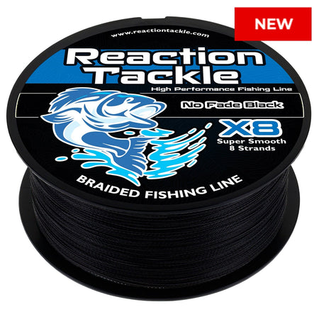 Reaction Tackle X8 Braided Fishing Line - NO FADE Black 8 Strand - NEW - Get Tight Gear