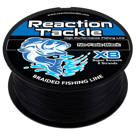 Reaction Tackle X8 Braided Fishing Line - NO FADE Black 8 Strand - NEW - Get Tight Gear