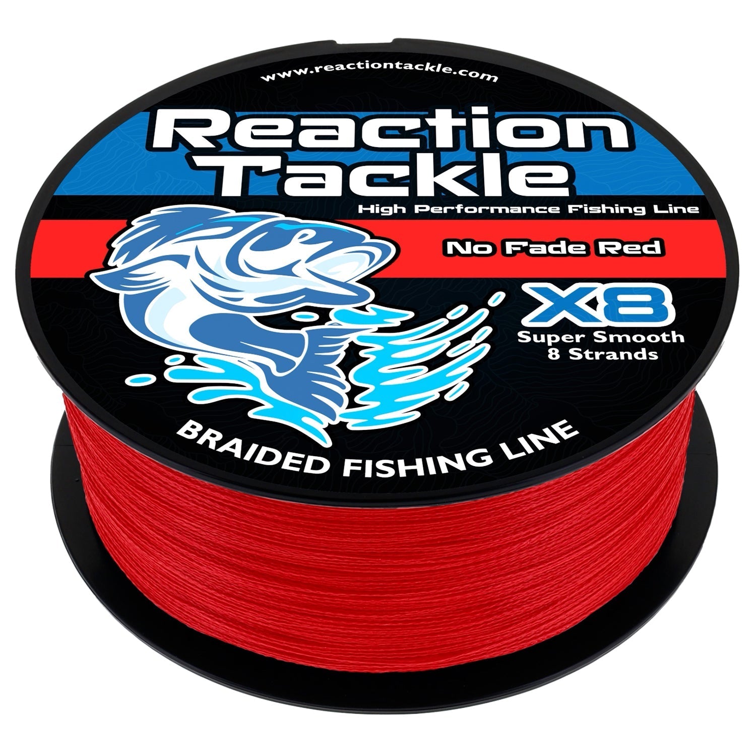 Reaction Tackle X8 Braided Fishing Line - NO FADE Red 8 Strand - NEW - Get Tight Gear