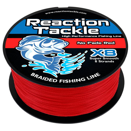 Reaction Tackle X8 Braided Fishing Line - NO FADE Red 8 Strand - NEW - Get Tight Gear