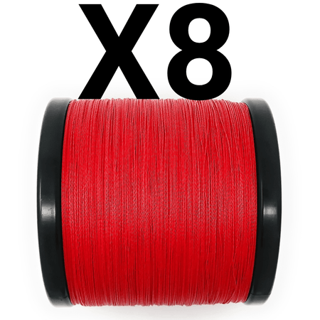 Reaction Tackle X8 Braided Fishing Line - NO FADE Red 8 Strand - NEW - Get Tight Gear