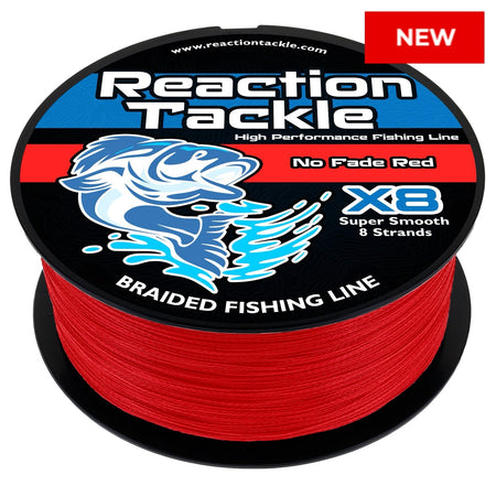 Reaction Tackle X8 Braided Fishing Line - NO FADE Red 8 Strand - NEW - Get Tight Gear