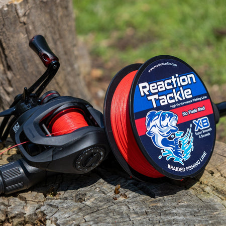 Reaction Tackle X8 Braided Fishing Line - NO FADE Red 8 Strand - NEW - Get Tight Gear