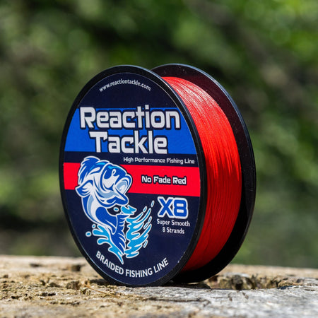 Reaction Tackle X8 Braided Fishing Line - NO FADE Red 8 Strand - NEW - Get Tight Gear