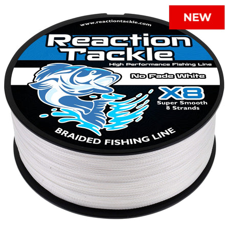 Reaction Tackle X8 Braided Fishing Line - NO FADE White 8 Strand - NEW - Get Tight Gear