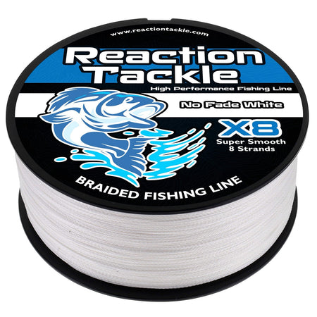 Reaction Tackle X8 Braided Fishing Line - NO FADE White 8 Strand - NEW - Get Tight Gear