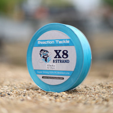 Reaction Tackle X8 Braided Fishing Line - Sea Blue 8 Strand - Get Tight Gear
