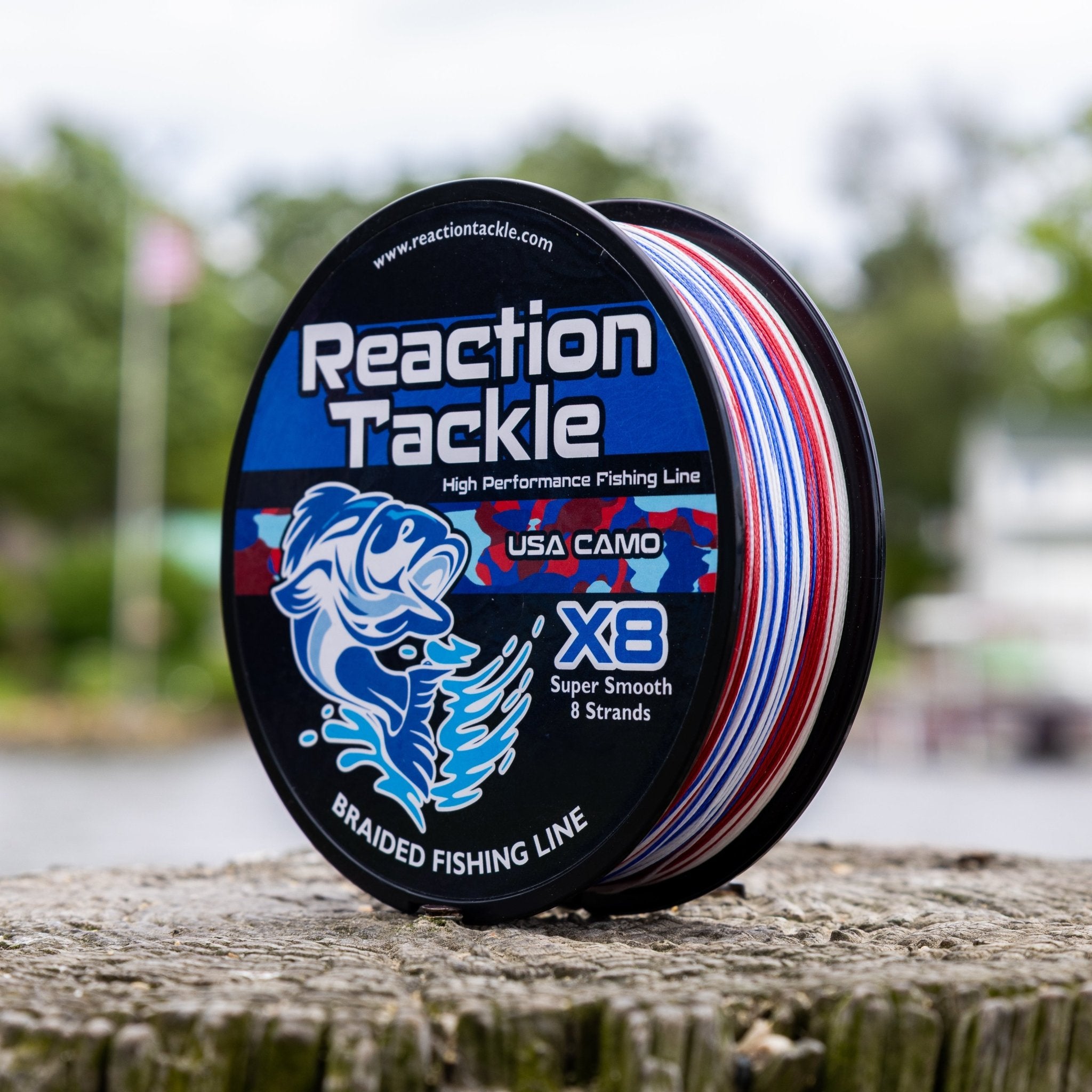 Reaction Tackle X8 Braided Fishing Line - USA Camo 8 Strand - NEW - Get Tight Gear