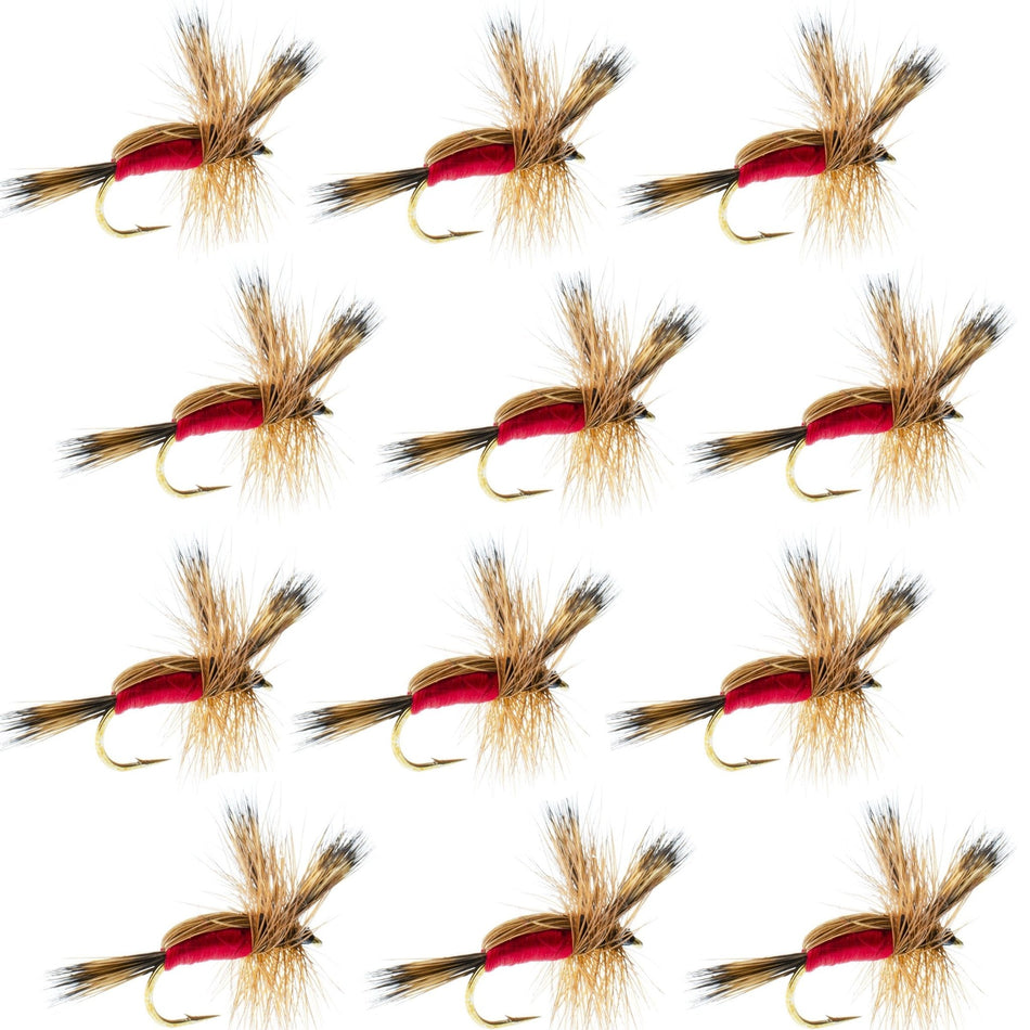 Red Humpy Classic Hair Wing Dry Fly - 1 Dozen Flies Hook Size 10 - Get Tight Gear