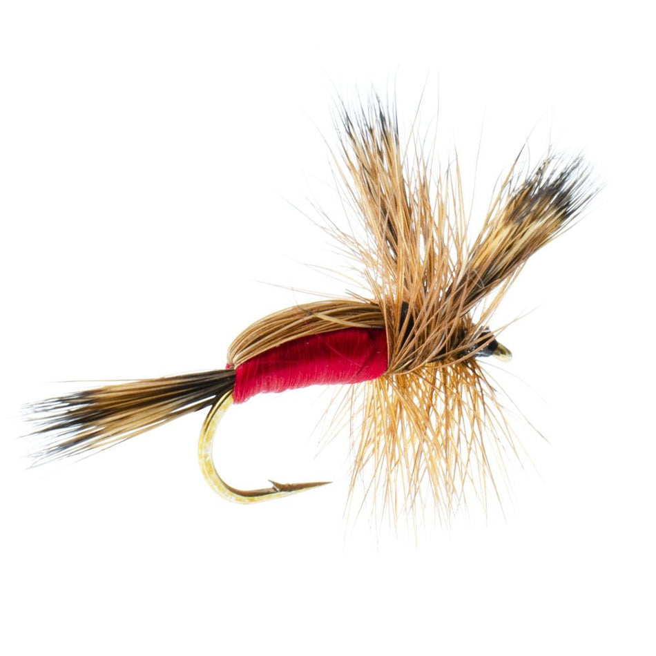Red Humpy Classic Hair Wing Dry Fly - 1 Dozen Flies Hook Size 16 - Get Tight Gear
