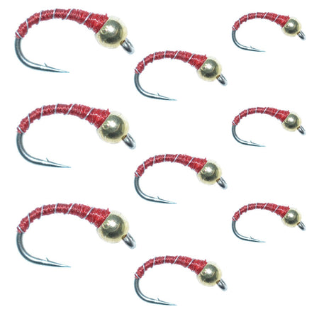 Red Zebra Midge Assortment 3 Each of 3 Sizes 14, 16, 18 - Tailwater Fly Fishing Flies Collection - Get Tight Gear