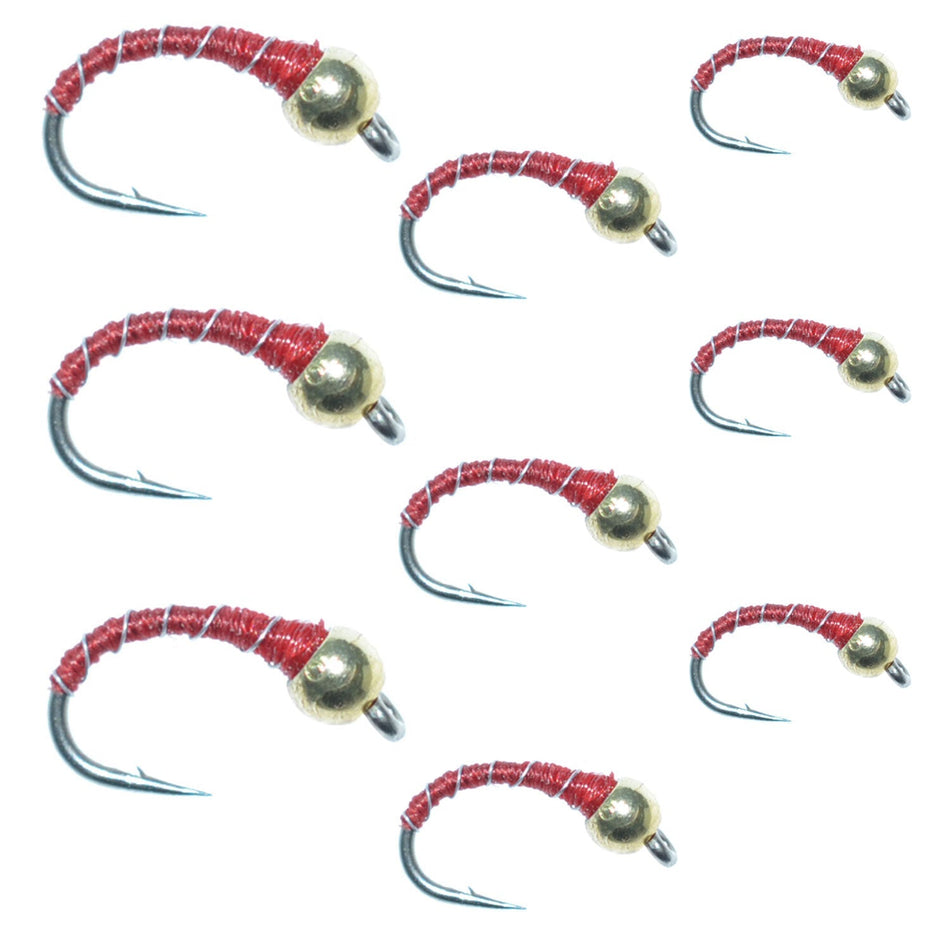 Red Zebra Midge Assortment 3 Each of 3 Sizes 14, 16, 18 - Tailwater Fly Fishing Flies Collection - Get Tight Gear