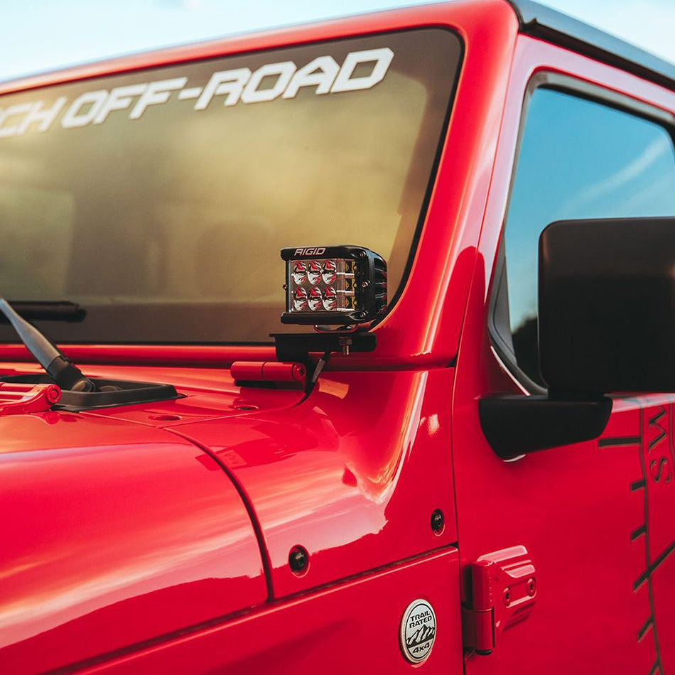 RIGID Industries 2018 Jeep Wrangler JL A - Pillar Mount f/2 D - Series, D - SS, SR - M or Ignite Lights - Get Tight Gear