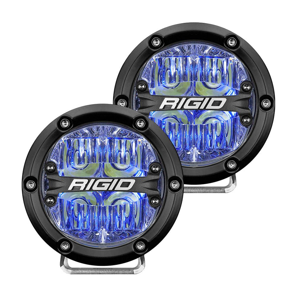 RIGID Industries 360 - Series 4" LED Off - Road Fog Light Drive Beam w/Blue Backlight - Black Housing - Get Tight Gear