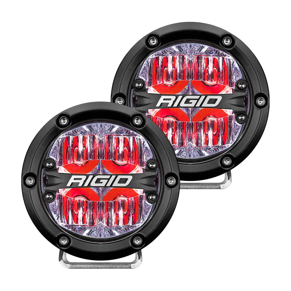 RIGID Industries 360 - Series 4" LED Off - Road Fog Light Drive Beam w/Red Backlight - Black Housing - Get Tight Gear