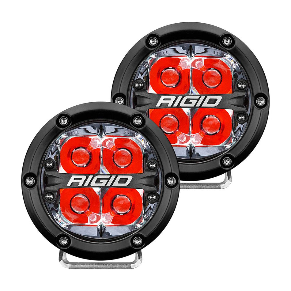 RIGID Industries 360 - Series 4" LED Off - Road Spot Beam w/Red Backlight - Black Housing - Get Tight Gear