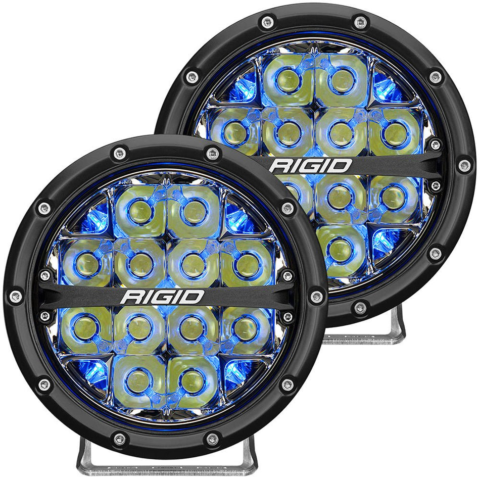 RIGID Industries 360 - Series 6" LED Off - Road Fog Light Drive Beam w/Blue Backlight - Black Housing - Get Tight Gear