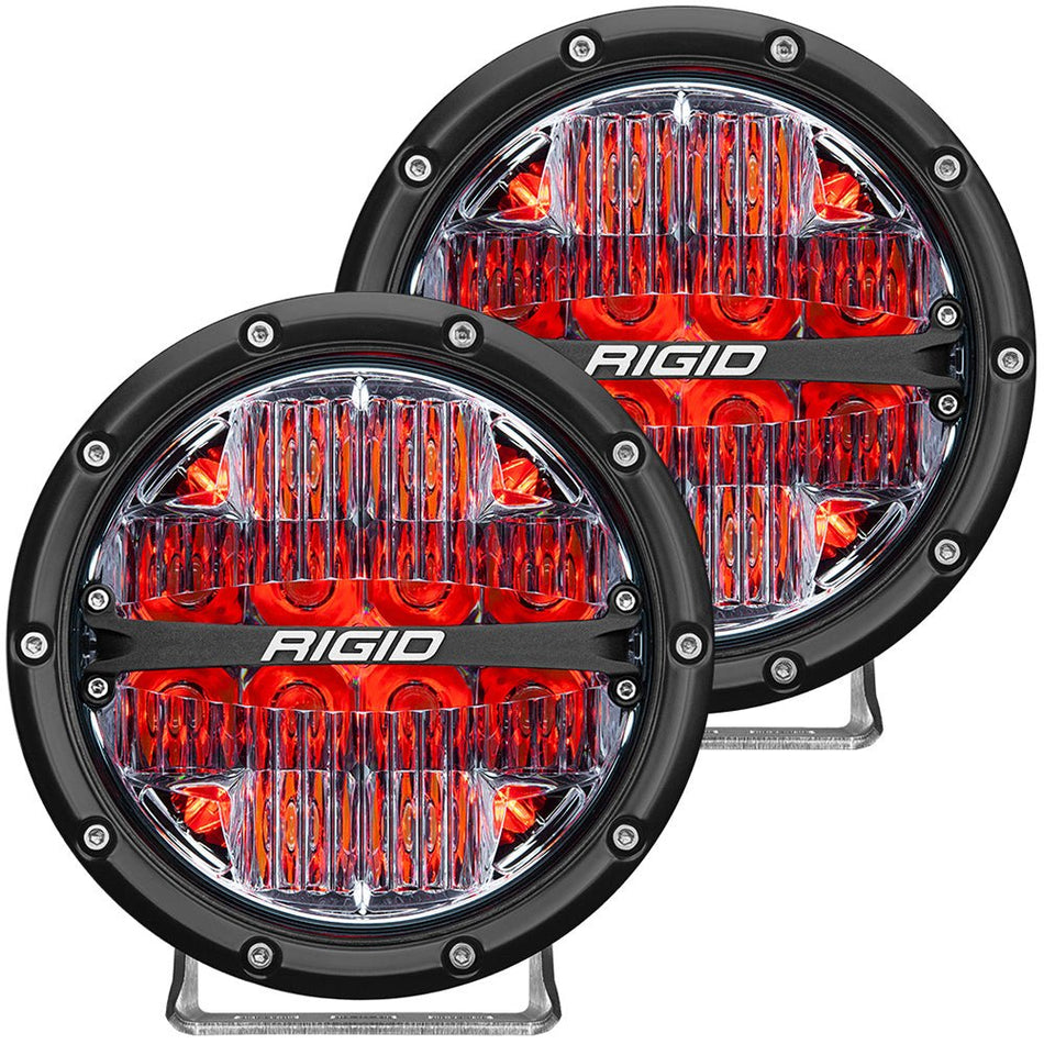RIGID Industries 360 - Series 6" LED Off - Road Fog Light Drive Beam w/Red Backlight - Black Housing - Get Tight Gear