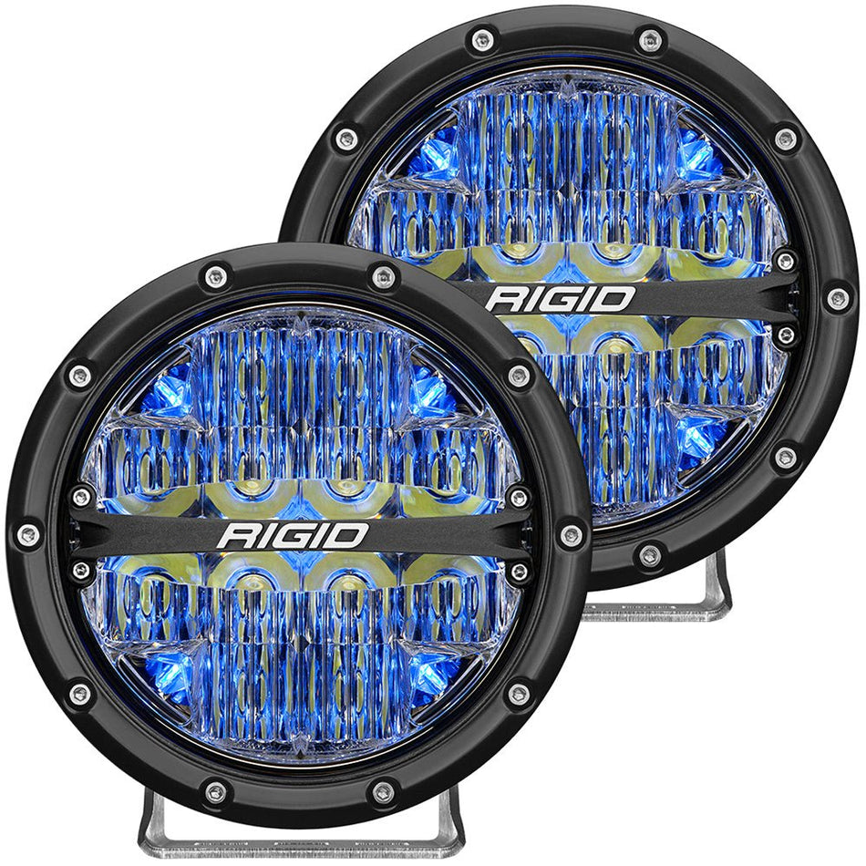 RIGID Industries 360 - Series 6" LED Off - Road Fog Light Spot Beam w/Blue Backlight - Black Housing - Get Tight Gear