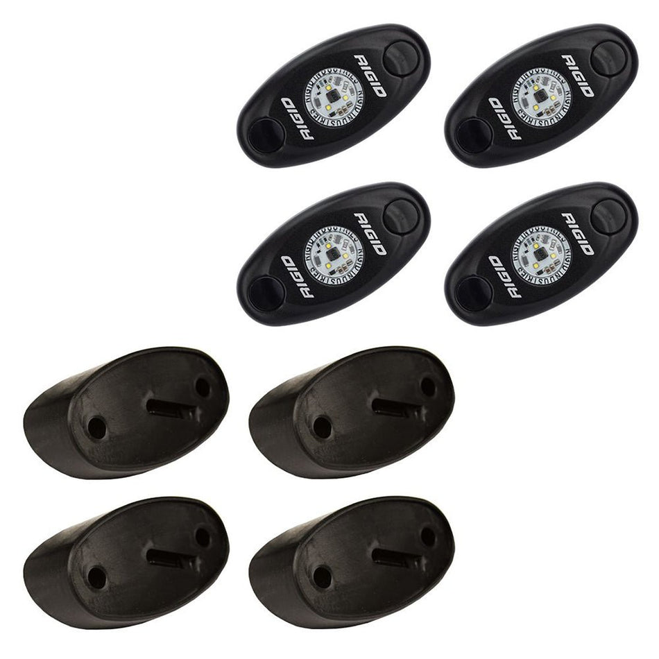 RIGID Industries A - Series Rock Light Kit - 4 Cool White Lights - Black - Get Tight Gear